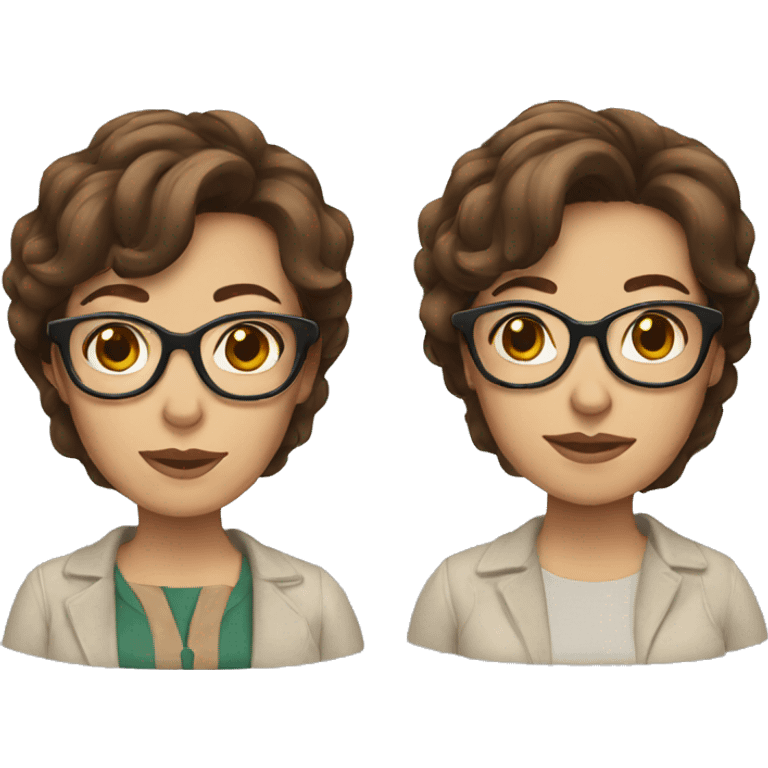 mother with glasses and brown hair emoji