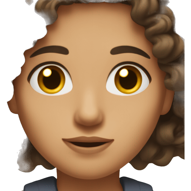 brunette with wavy hair and brown eyes and false eyelashe emoji