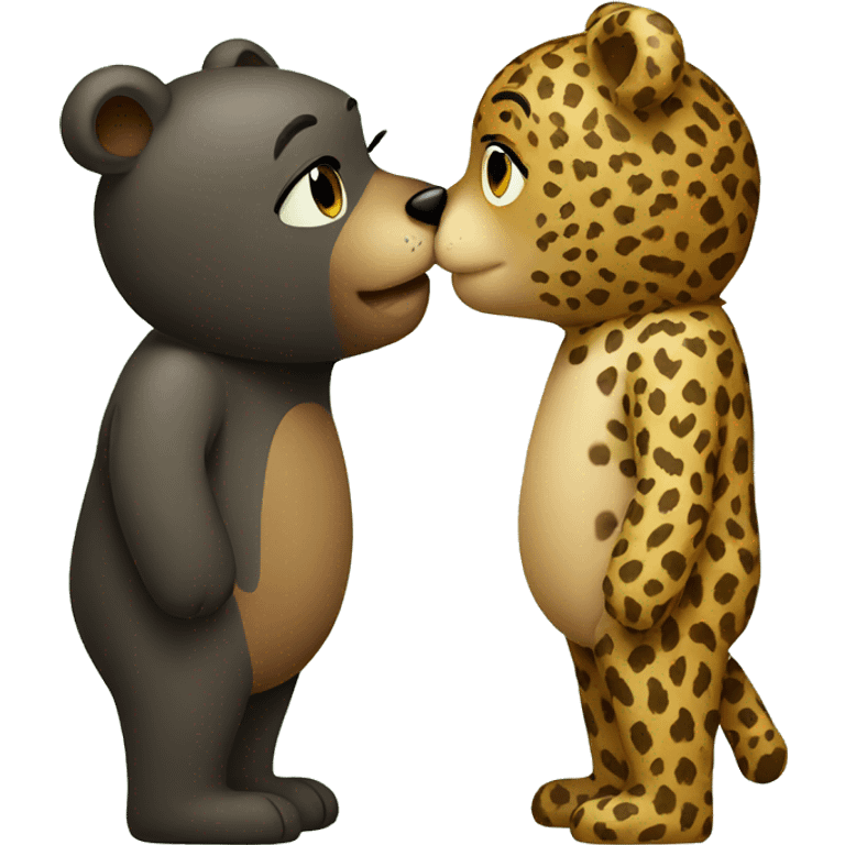 Bear kiss leopard  emoji