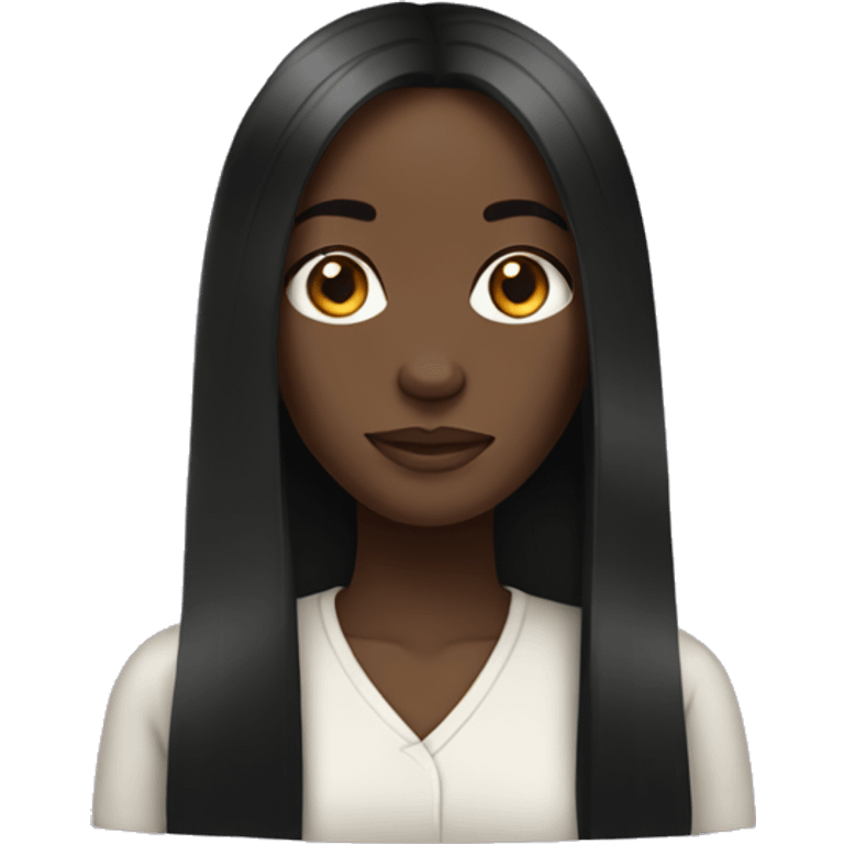 Black girl with long straight hair emoji