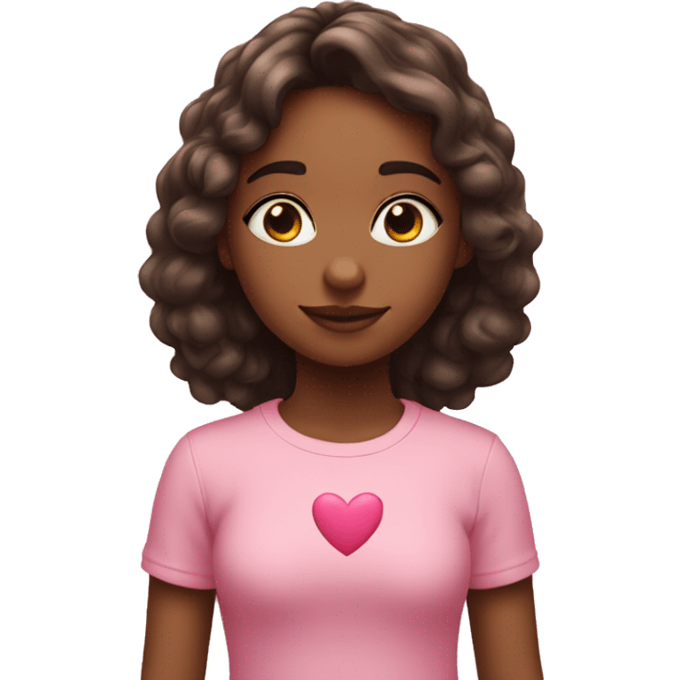 short-medium girl making a heart with her hands and pink hearts around her and she has eyes of pink hearts emoji