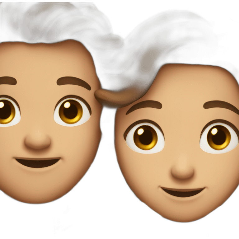 Brown hair couple smiling at each other emoji