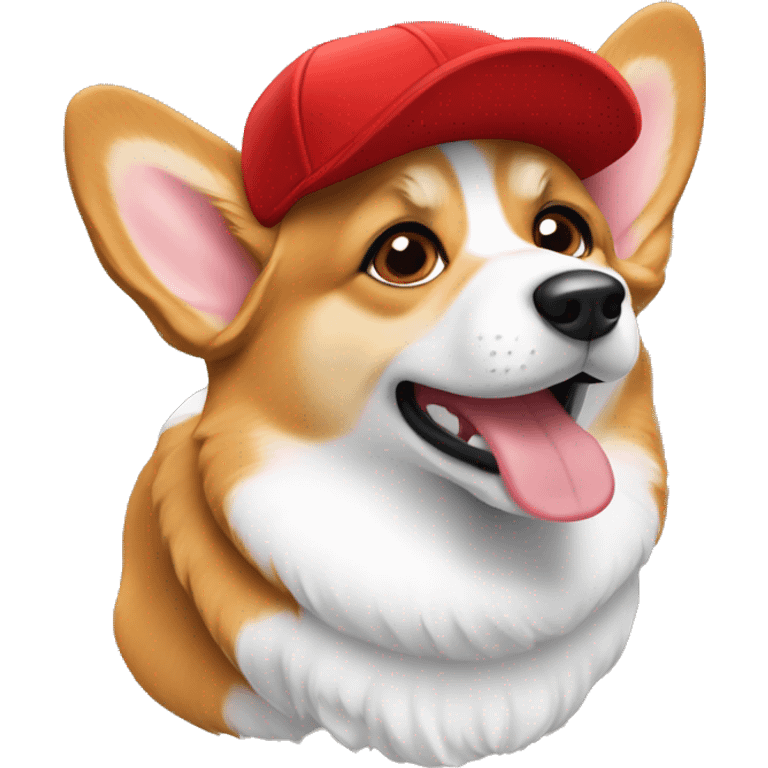 a corgi dog using red cap emoji