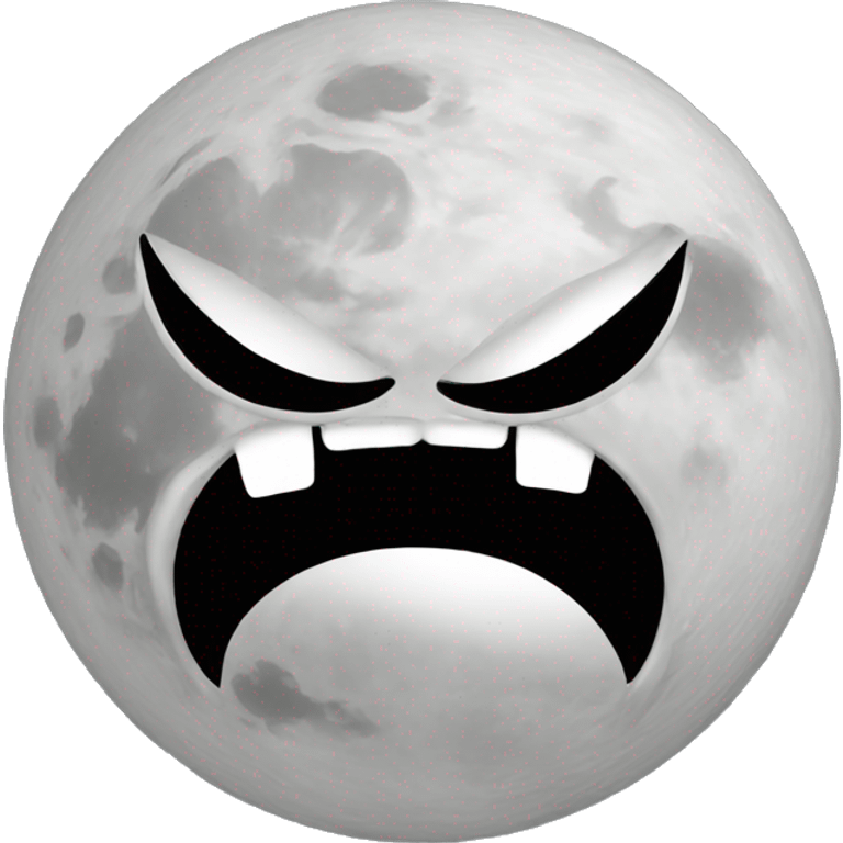 Moon with angry face emoji