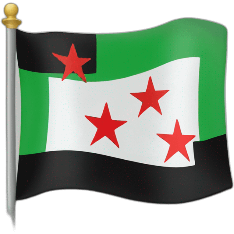 Free syrian flag green, 3 red stars ,black emoji