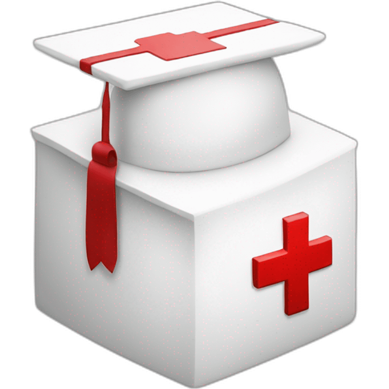 White Student cap with red medical cross  emoji