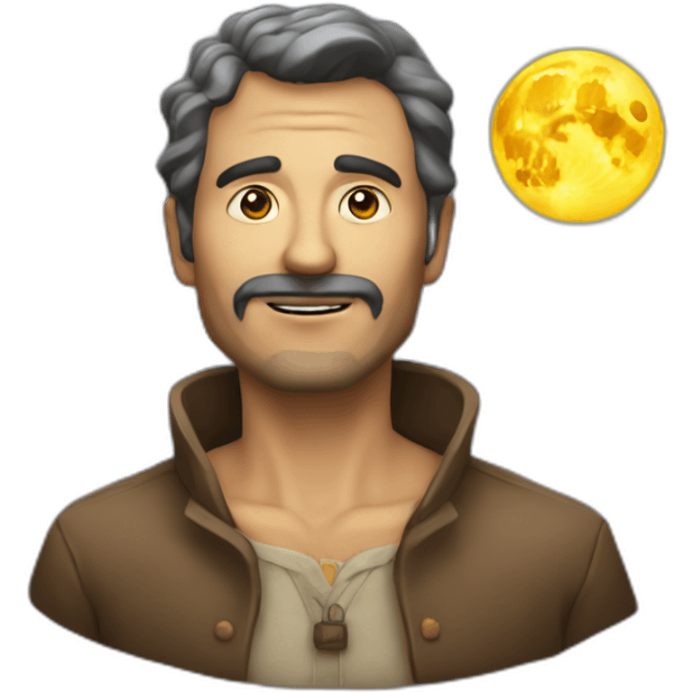 Hombre en la luna cerca del sol emoji