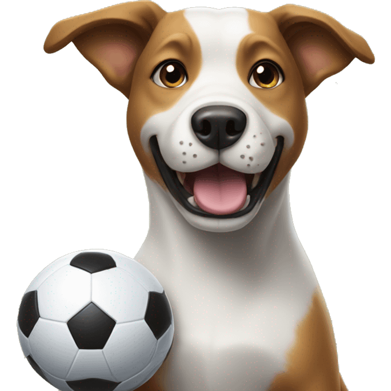 Dog playing soccer emoji