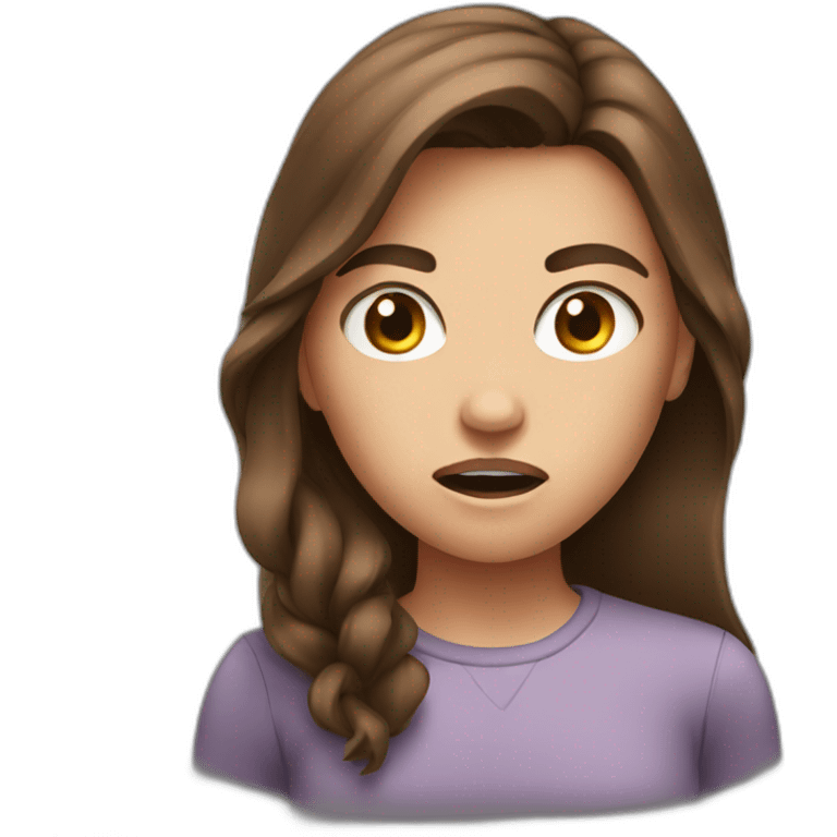 girl with brown hair is very angry emoji