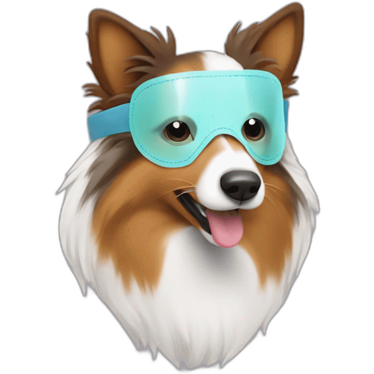 Shetland sheepdog wearing chirurgical mask on nose emoji