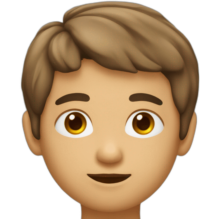 niño pelo castaño ojos marrones emoji