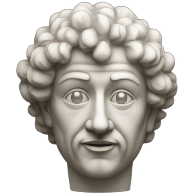 A statue of a stoic clown emoji