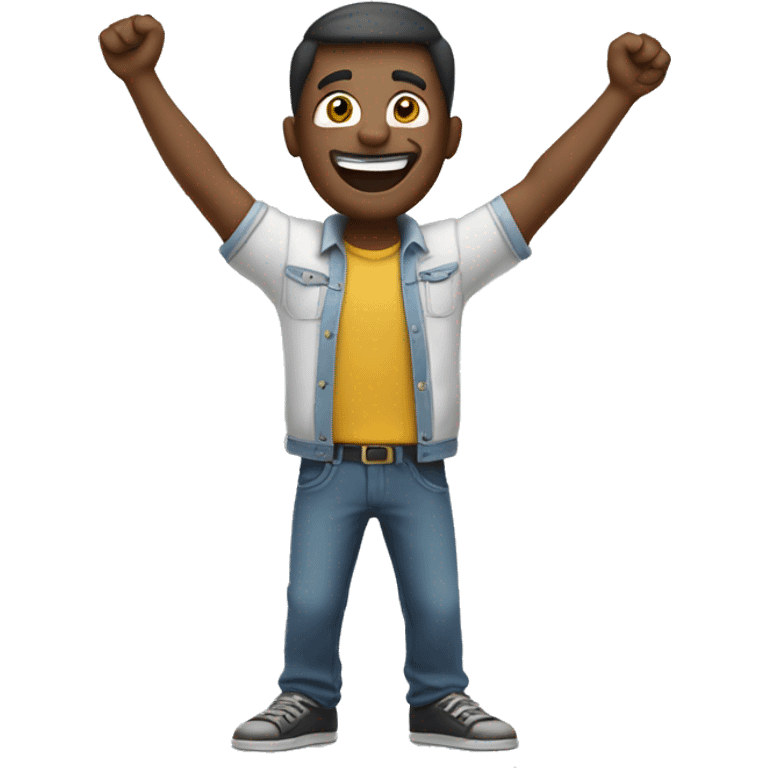 a happy man with arms up emoji