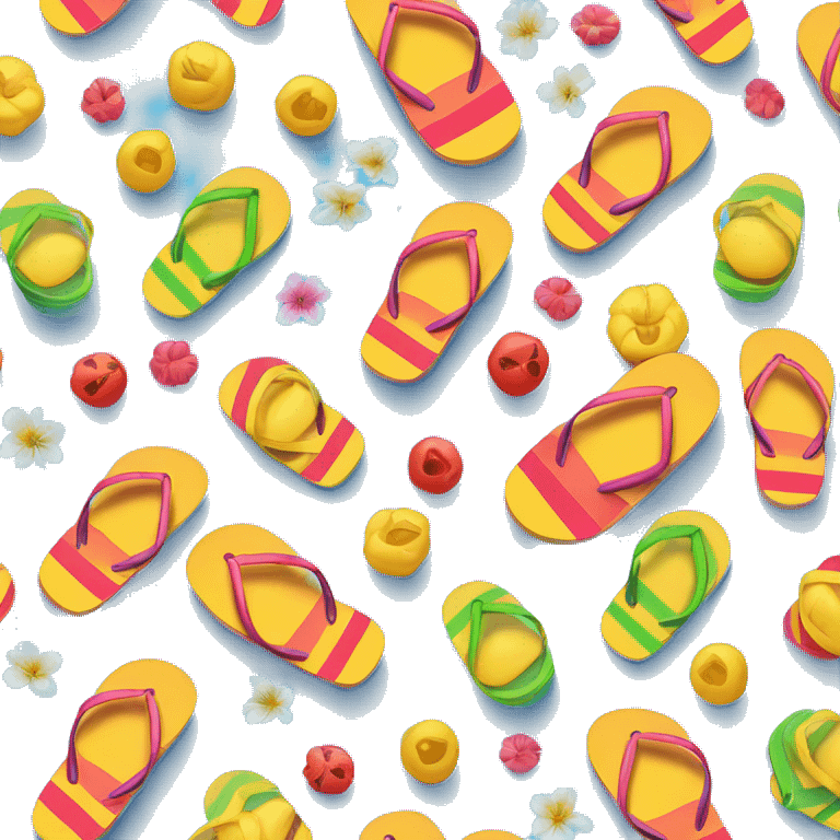 Realistic pair of striped summer flip flops isolated. emoji