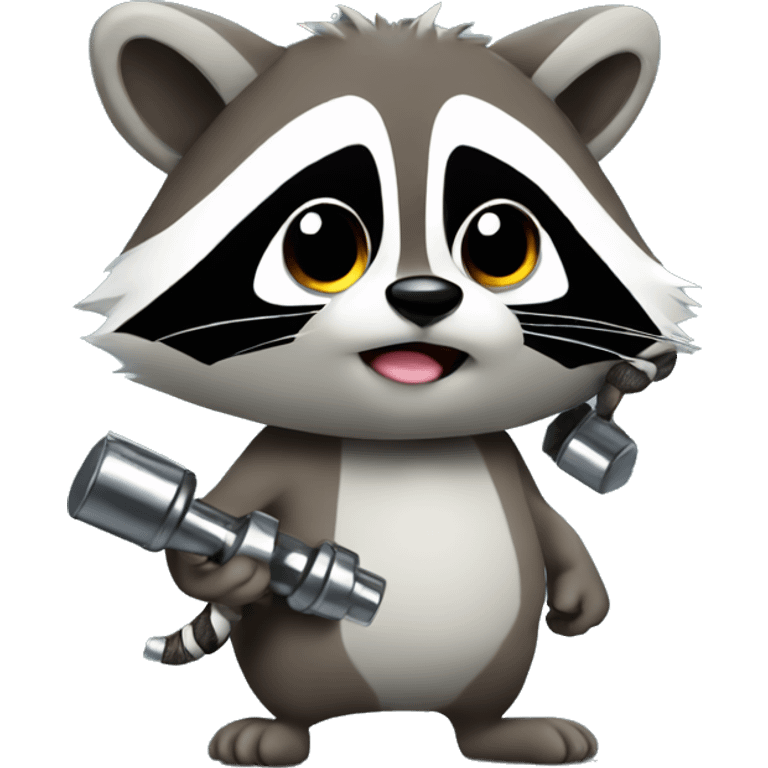 A racoon with dumbels emoji