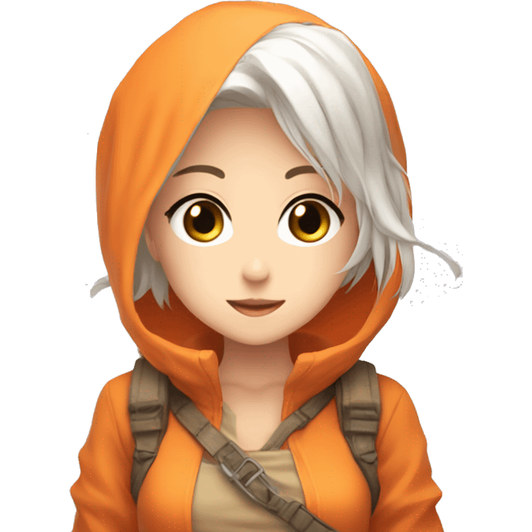 anime girl sweet white skinnedpeanime female adventurer in orange clothes half  emoji