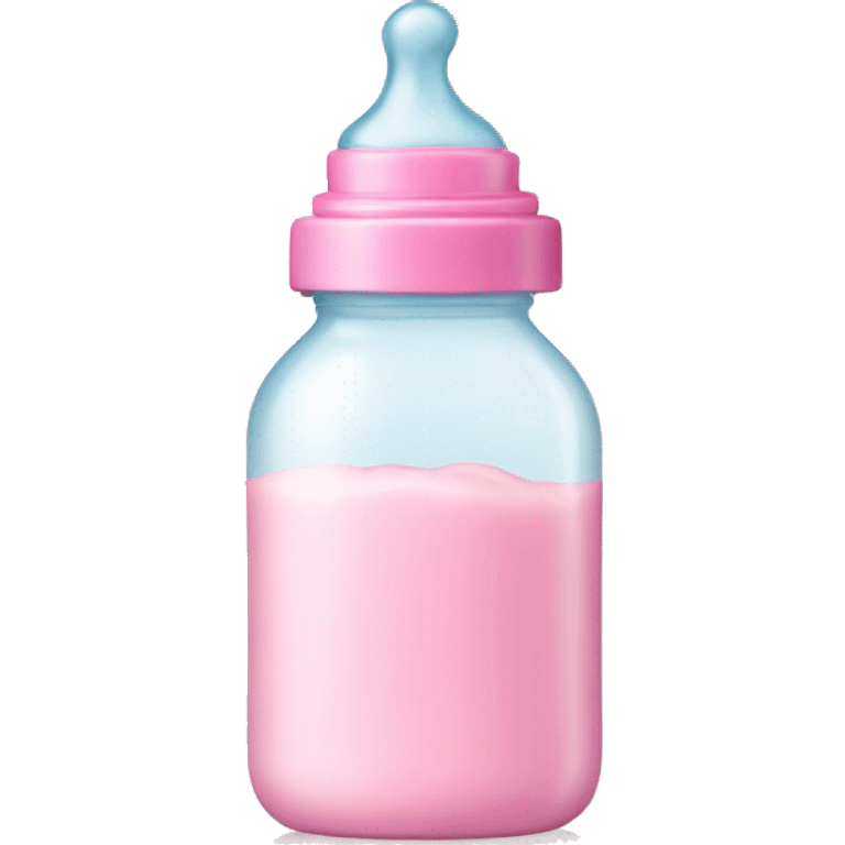 Baby bottle with pastel pink lid emoji