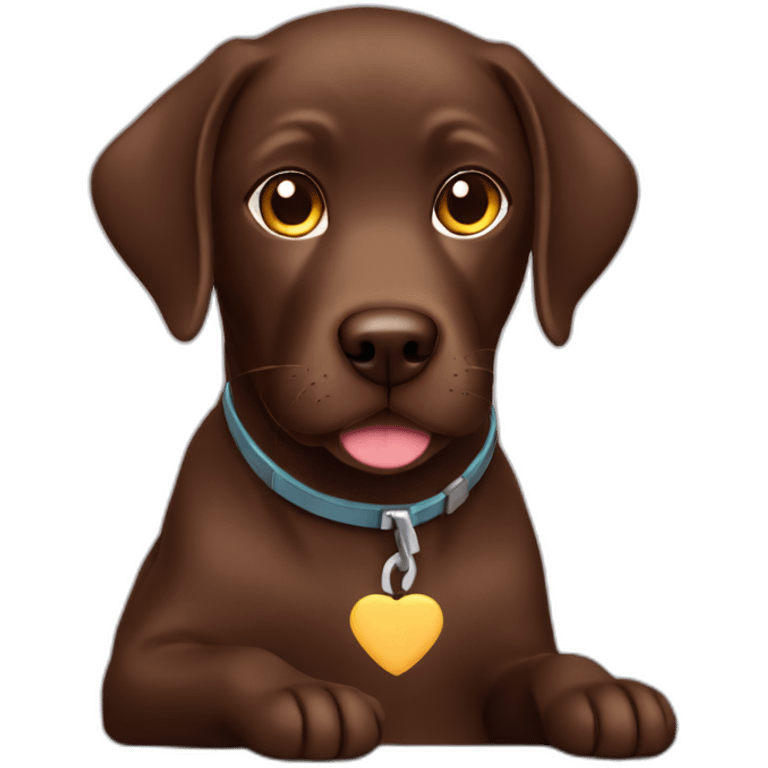 Chocolate labrador working on a computer emoji