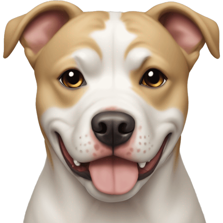 pit bull beige & white And Alaskan Malamute is nearby emoji