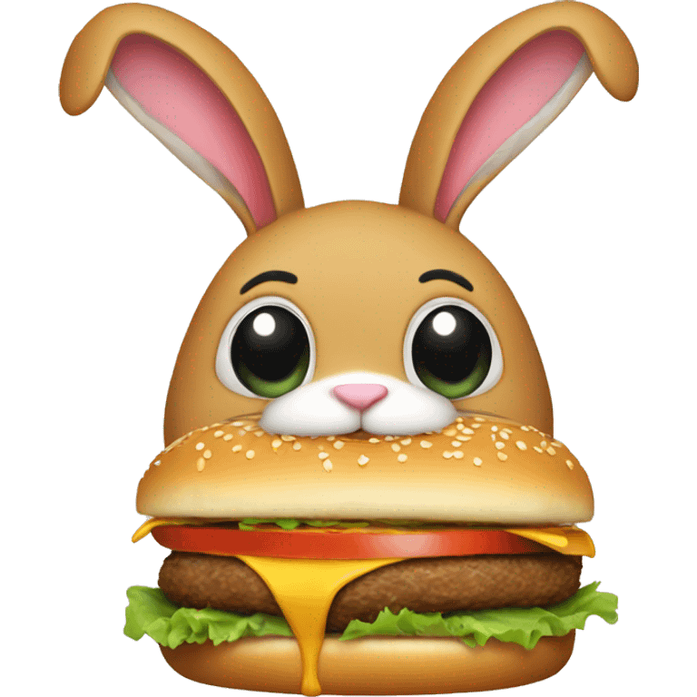 Rabbit eating burger emoji