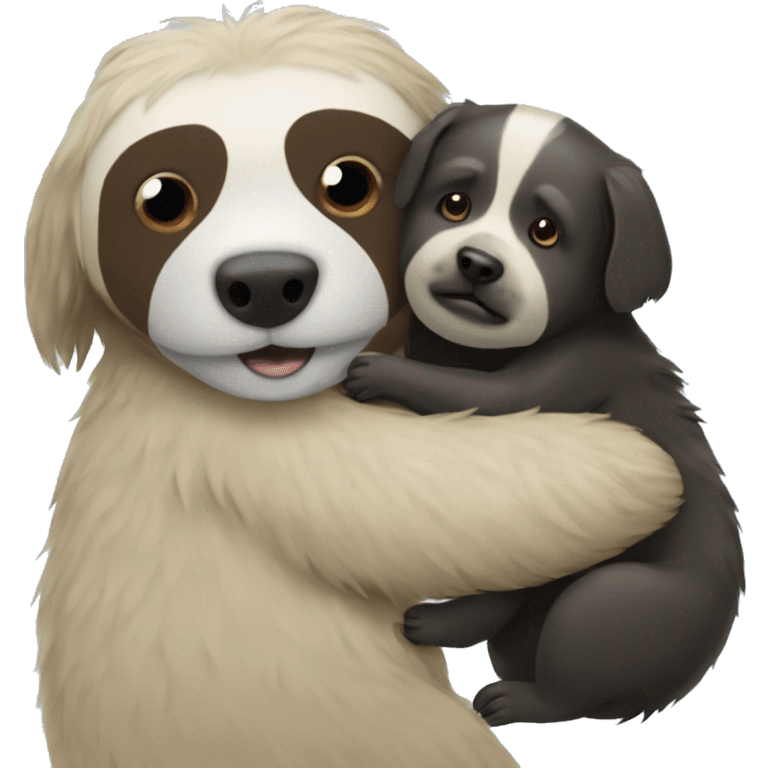 Sloth petting a Newfoundland dog emoji