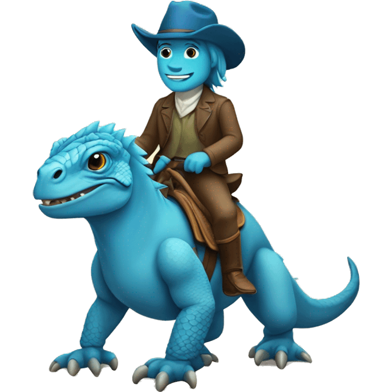 Blue iguana riding a horse emoji