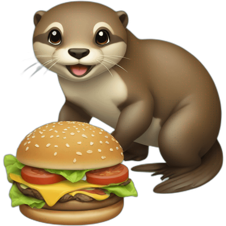 Loutre sur une tortue qui mange un burger emoji