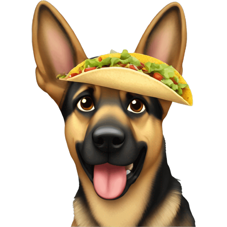 German Shepard eating a taco emoji