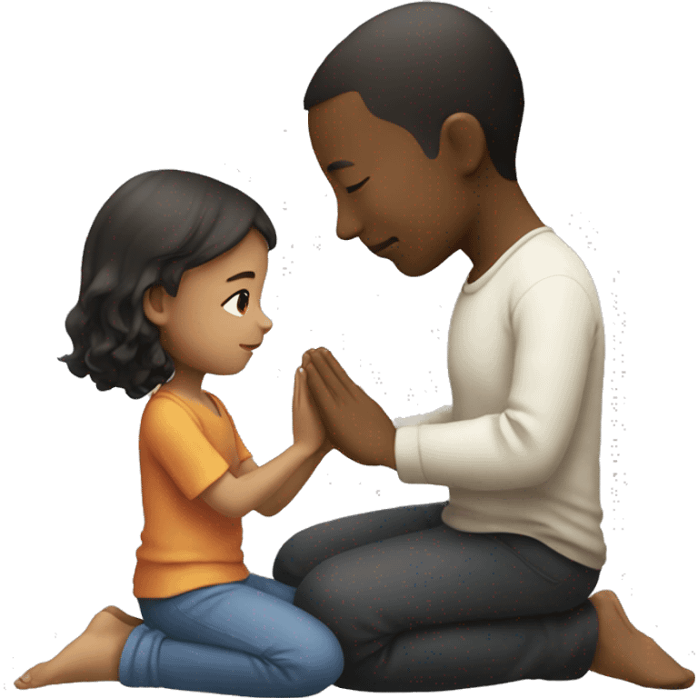 a small girl praying to her father in respect emoji