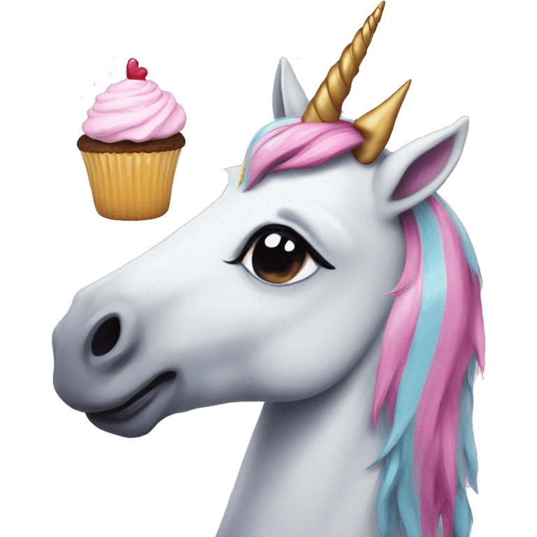 Unicorn with cupcake emoji