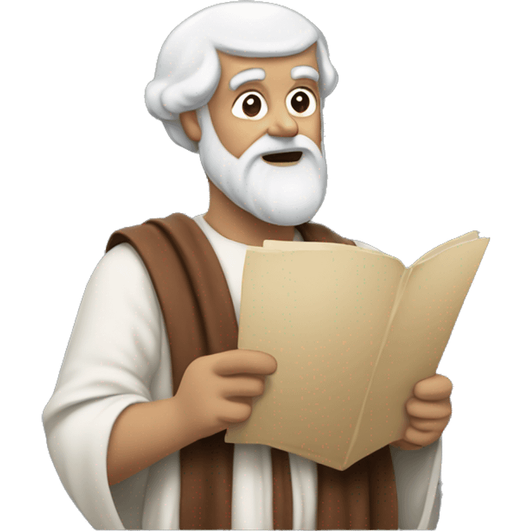 Aristotle holding a papyrus in his hand emoji