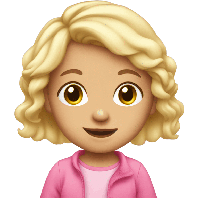 Cute blonde baby girl wearing pink hobby  emoji