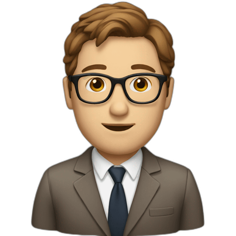 White consultant, brown hair, glasses emoji