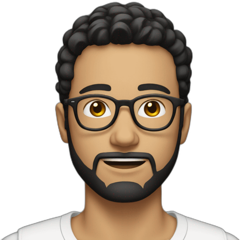 white young man with round glasses and black straight short hair and short black thin beard emoji