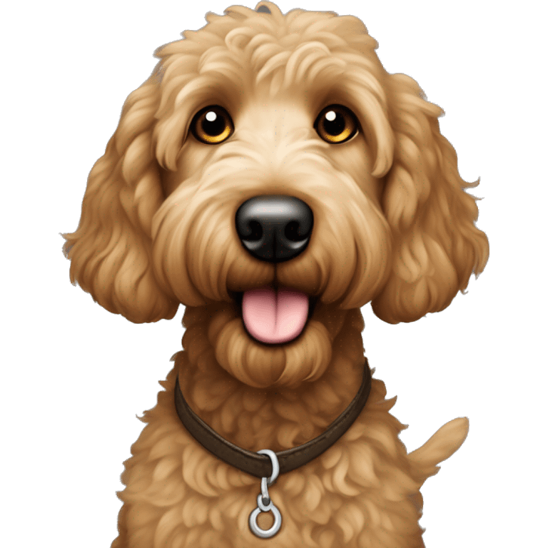 brown eye long eye-lashed short-fur male goldendoodle sweetie dog emoji