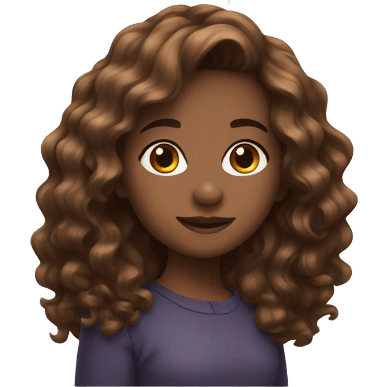 Brown wavy hair girl emoji