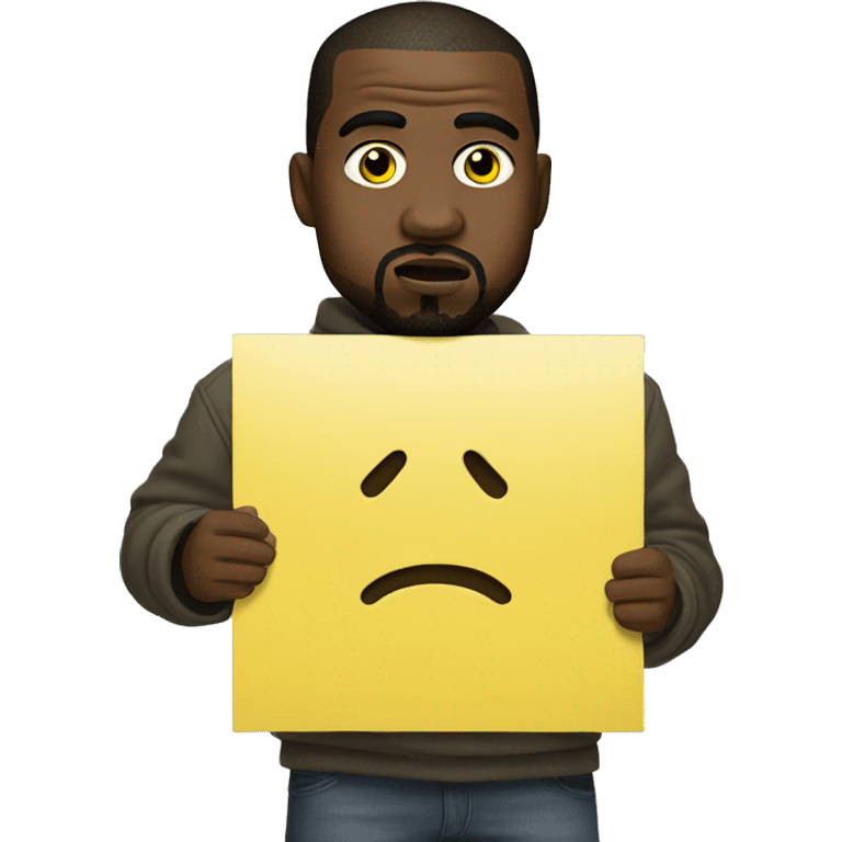 Kanye west holds a yellow sign emoji