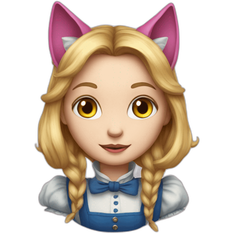 alice in wonderland with a cat head emoji