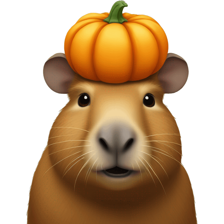 Capybara with pumpkin on head emoji