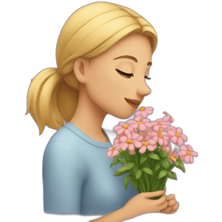 girl smelling flowers emoji