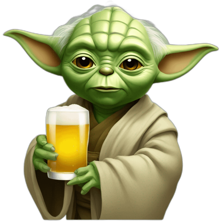 Yoda drinks beer emoji