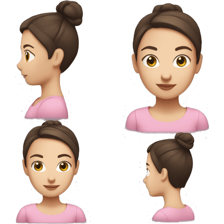 Short brunette with White skin and a ponytail. pink dress emoji