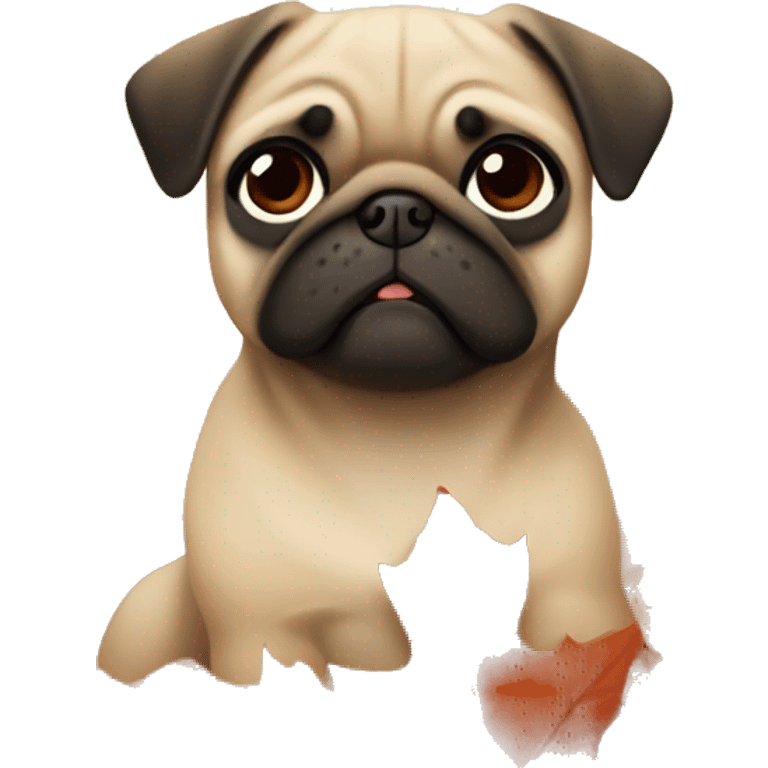 Pug puppy in the fall emoji