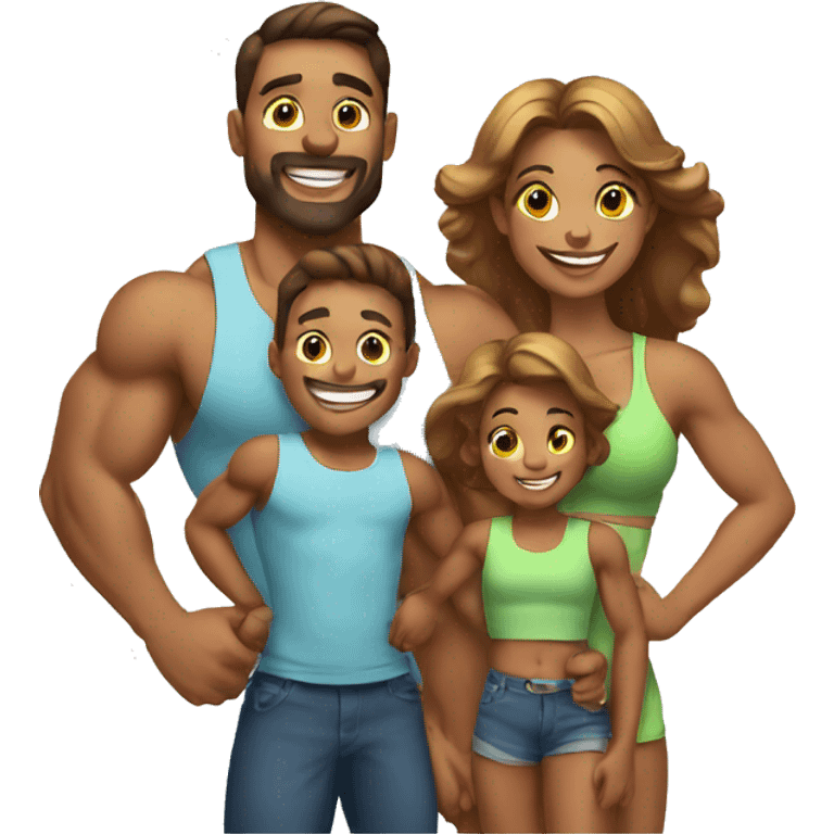 happy muscular family emoji