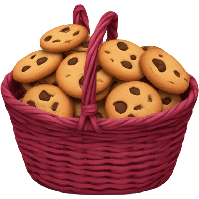 burgundy basket filled with cookies emoji