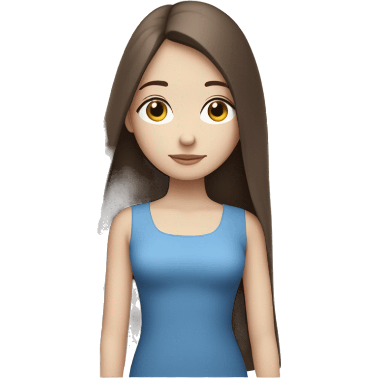 Brunette girl with long straight hair, blue eyes and white skin sleeping ￼ emoji