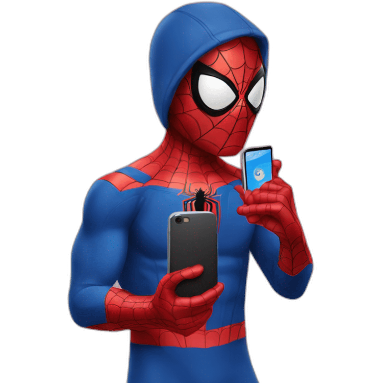 spiderman holding a phone emoji