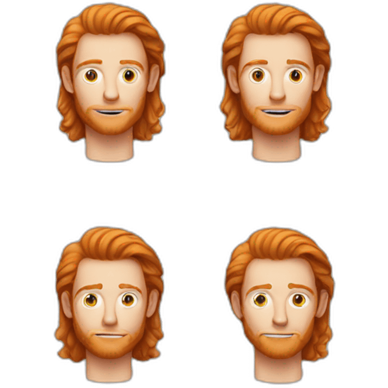 A ginger haired young man with no beard with a long face emoji