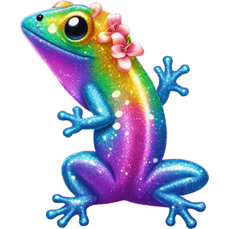 Lisa frank glitter gecko with a lily emoji