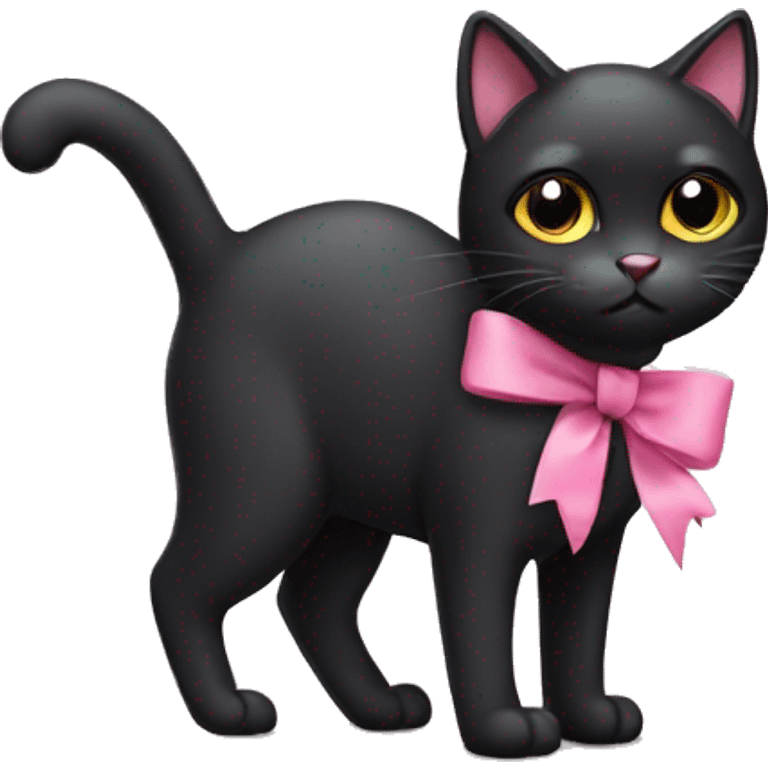 Black cat with a pink bow emoji